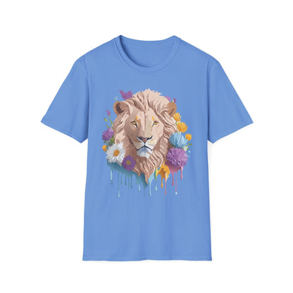 Lion Shirt Unisex Floral Lion Tee Gildan Softstyle 64000 Short Sleeve