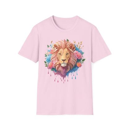Lion Shirt Unisex Floral Lion Tee 100 Percent Cotton Softstyle Gildan 64000