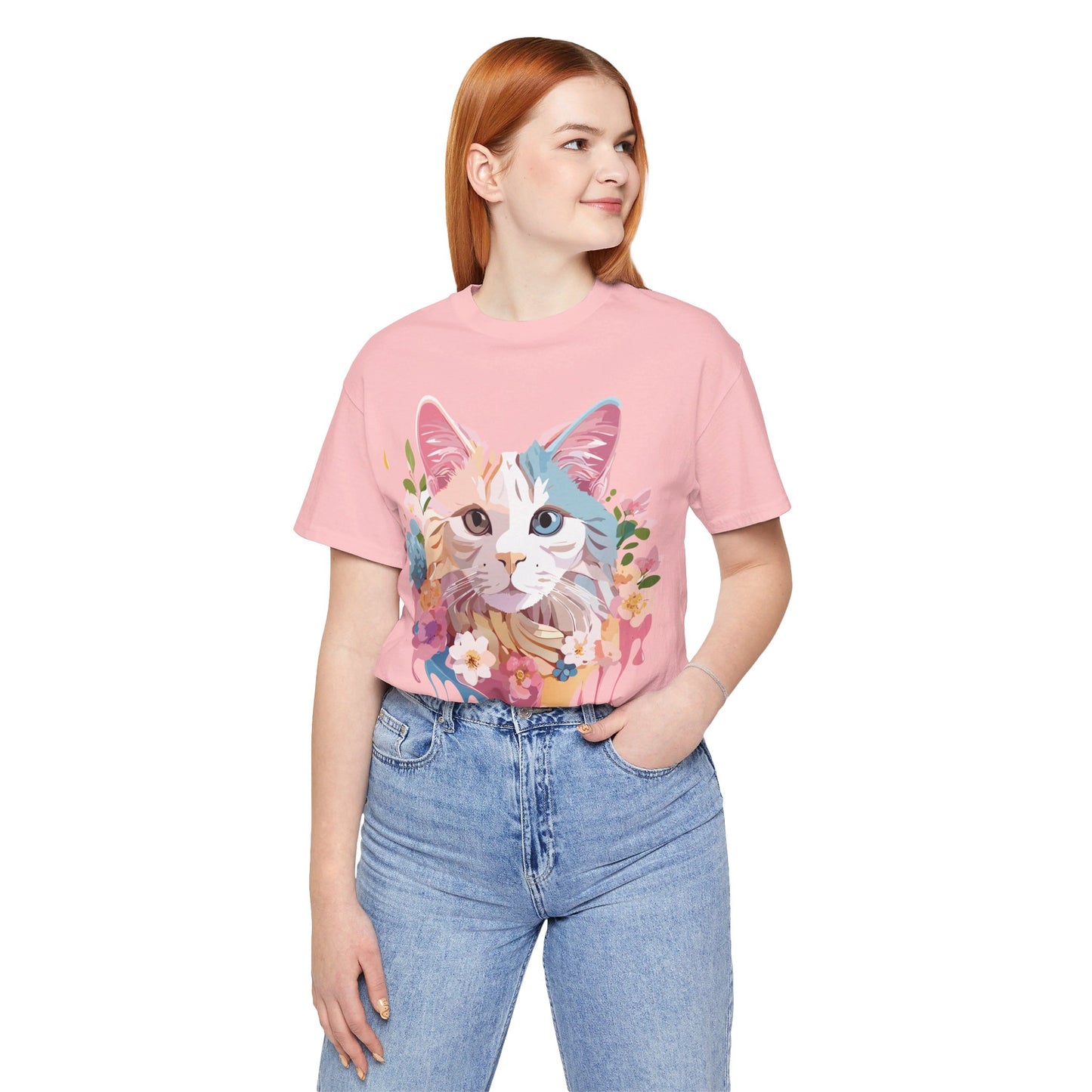 T-Shirt aus natürlicher Baumwolle mit Katze