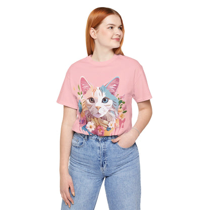 Natural Cotton Tee Shirt with Cat Printify