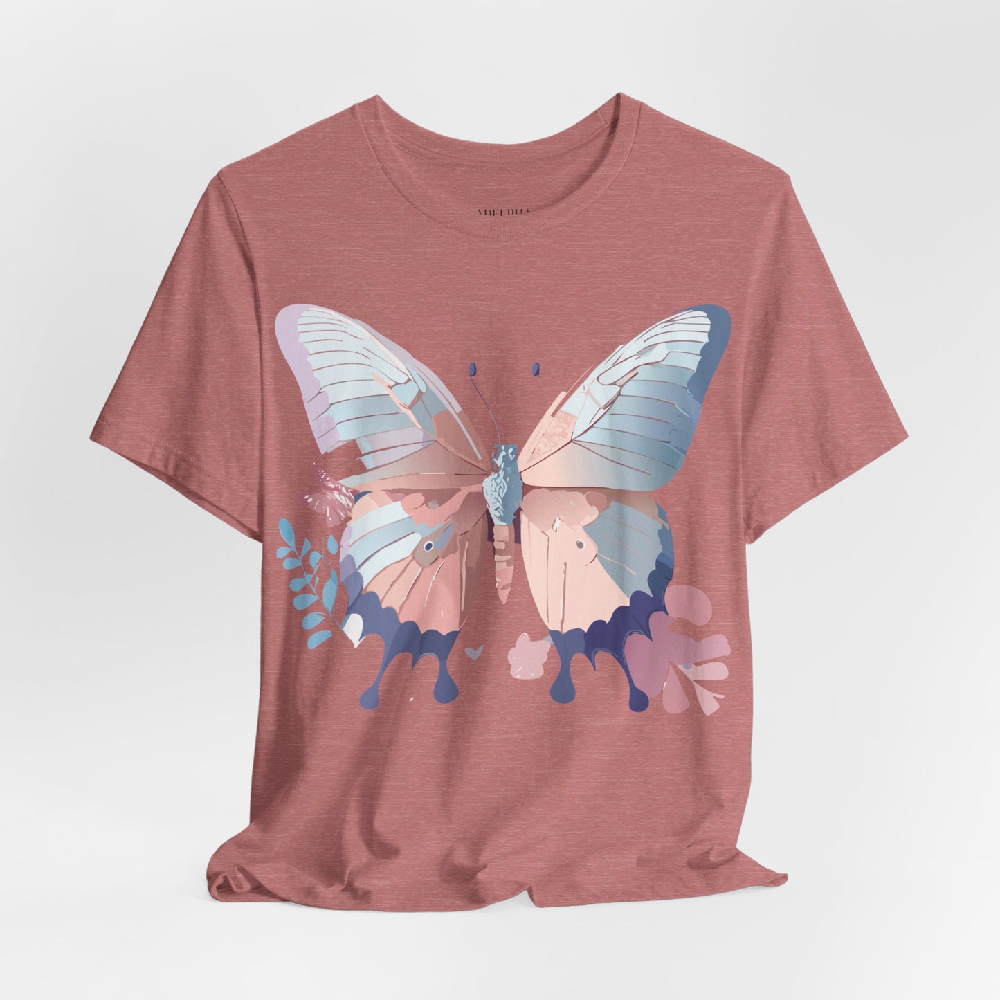 Natural Cotton Tee Shirt with Butterfly