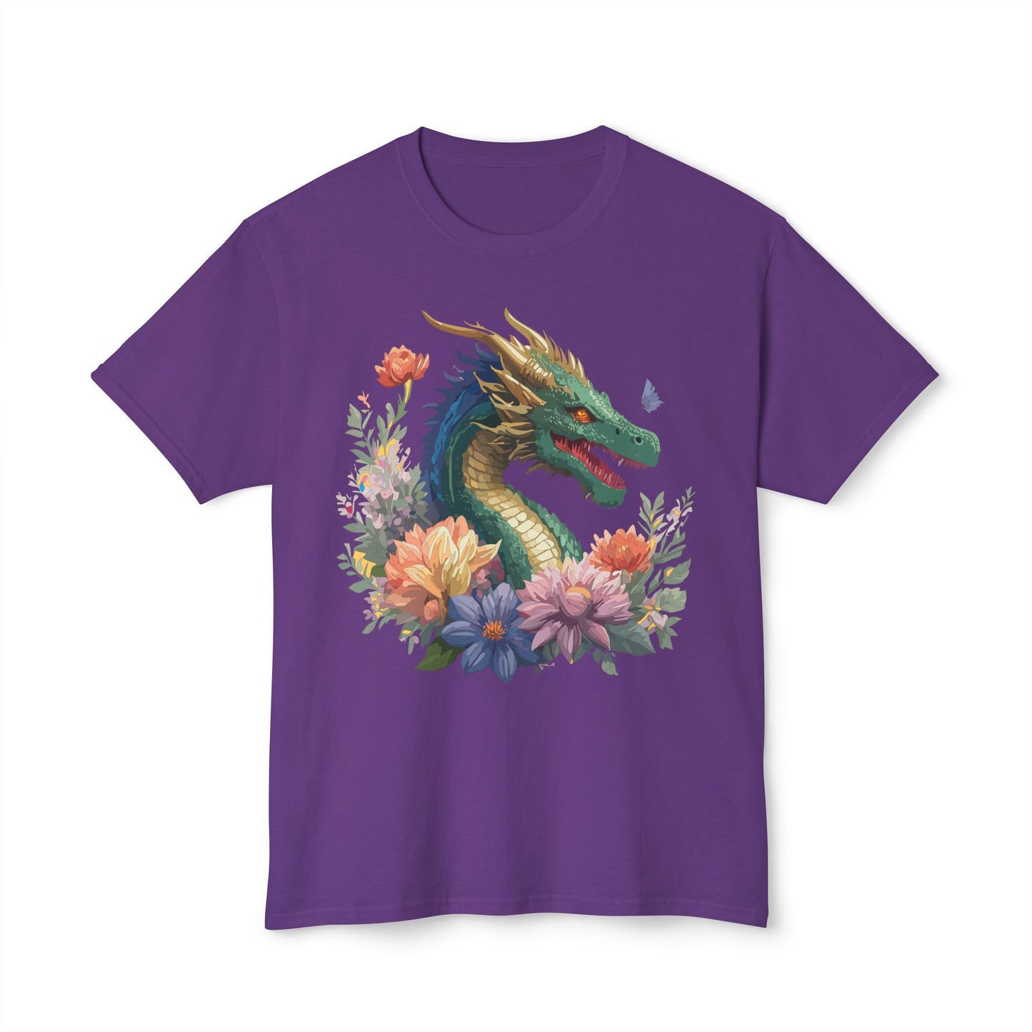 Dragon T-Shirt, Vintage Dragon Tee, Floral Tees, Dragon Art Design Shirt, Tee Shirt with Dragon 5