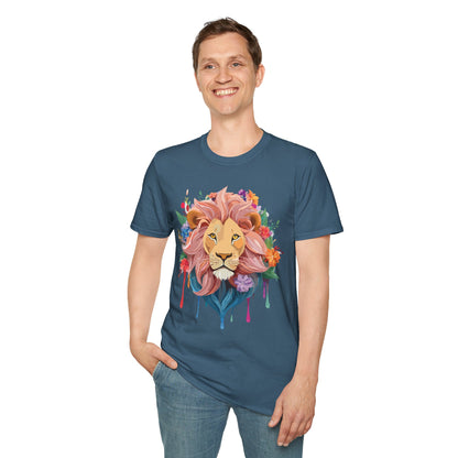 Lion Shirt Unisex Floral Lion Tee Animal Print Softstyle Tee