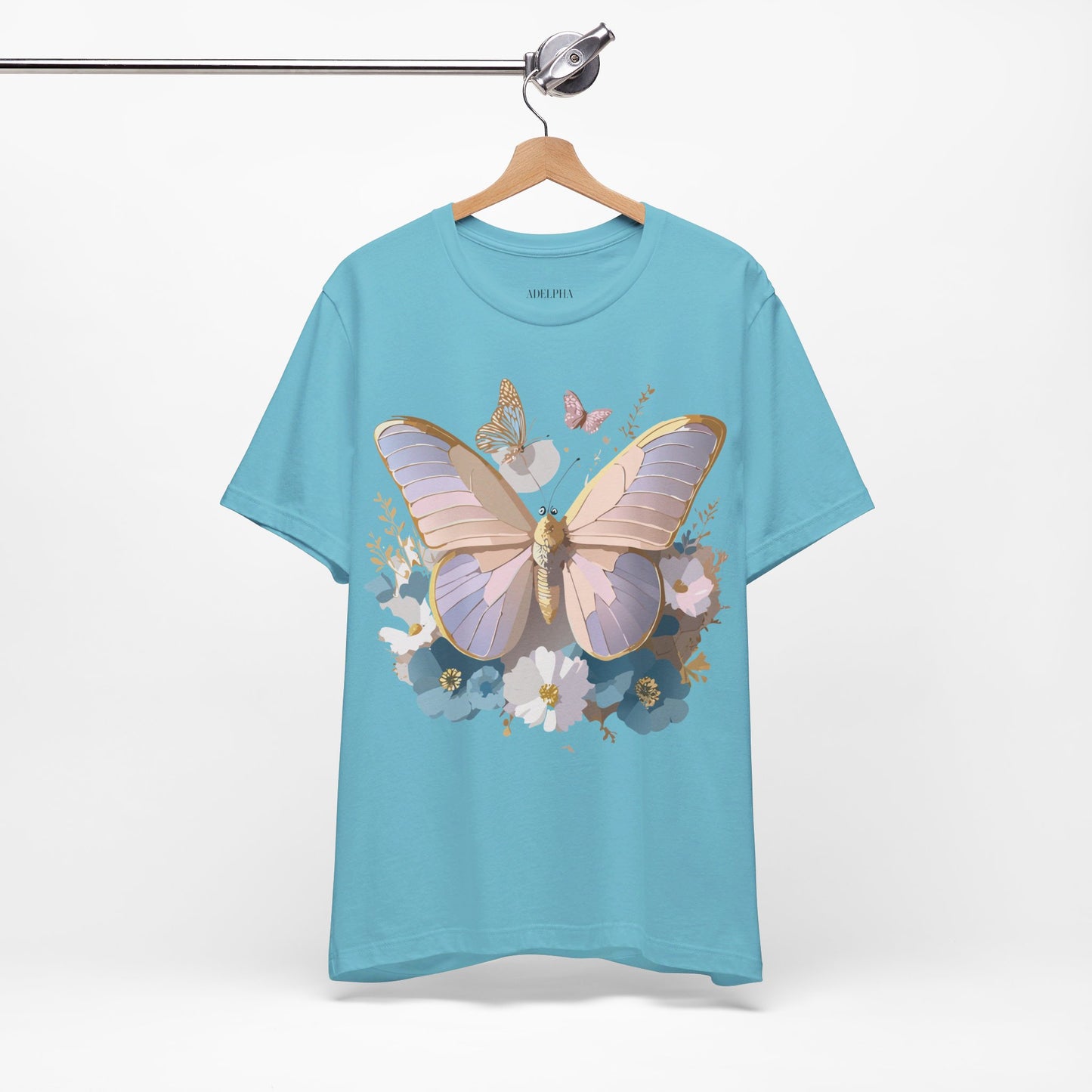 Natural Cotton Tee Shirt with Butterfly