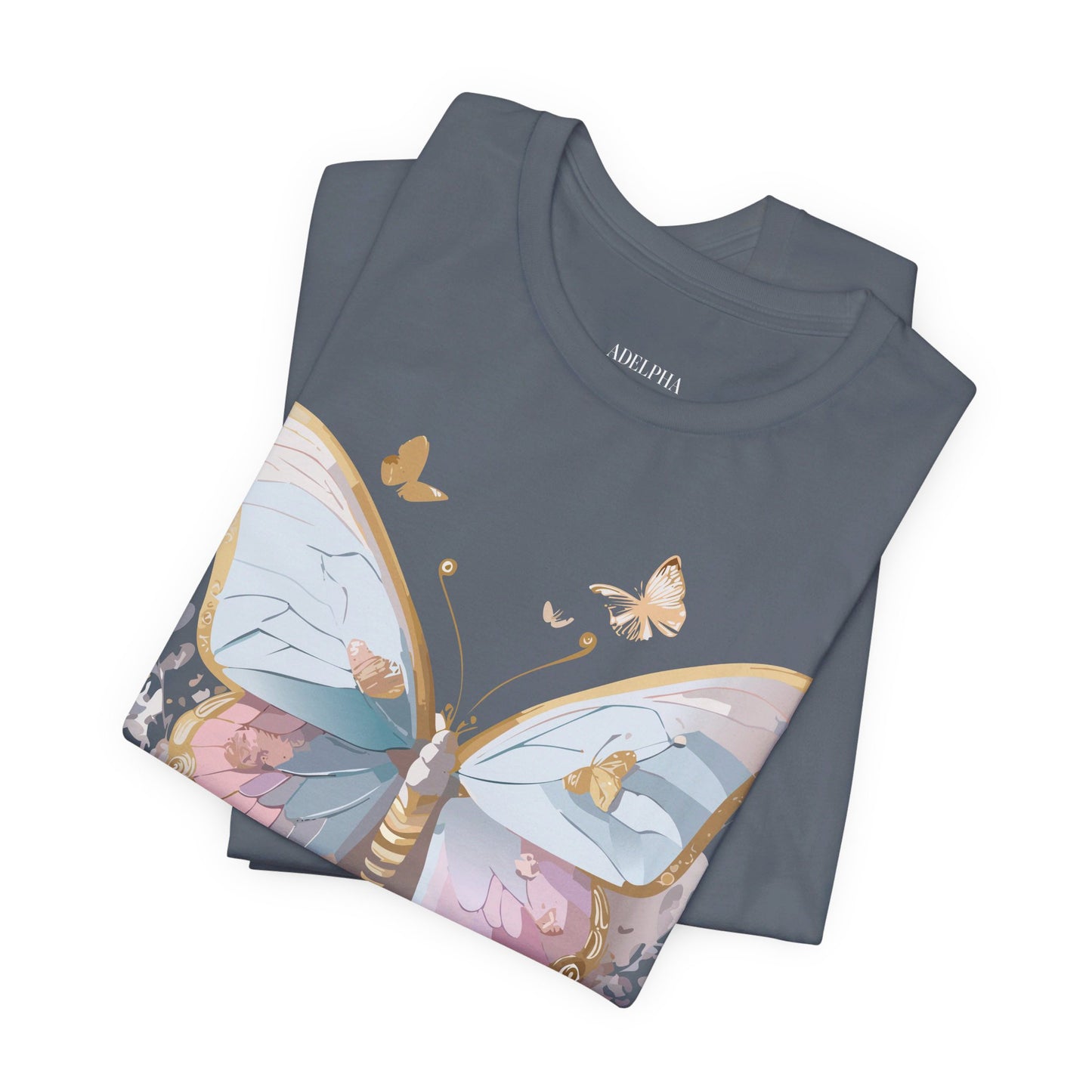 Natural Cotton Tee Shirt with Butterfly