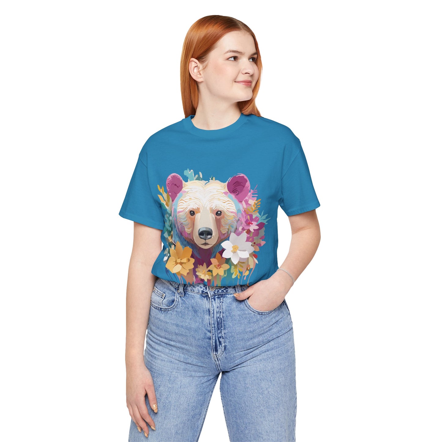 Natural Cotton Tee Shirt with Bear