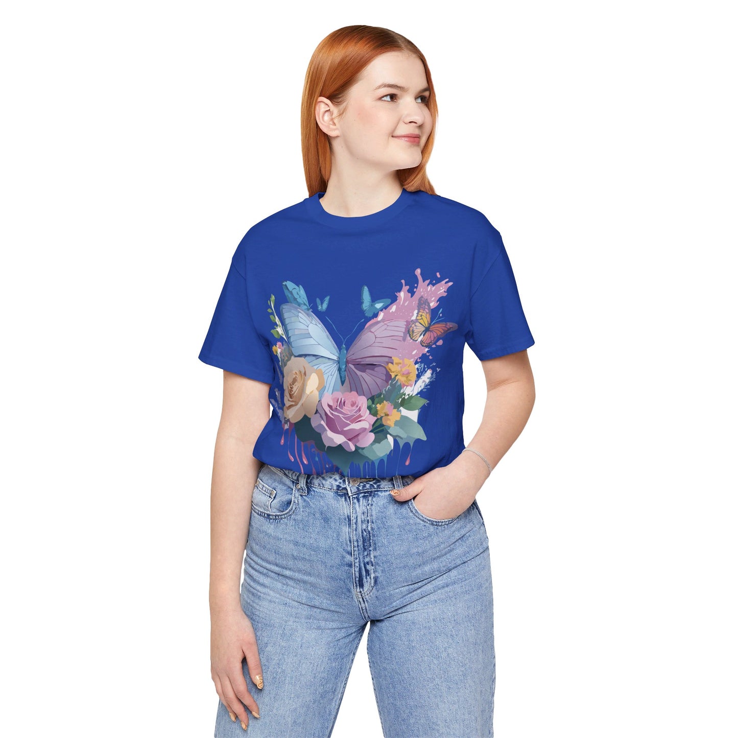 Natural Cotton Tee Shirt with Butterfly