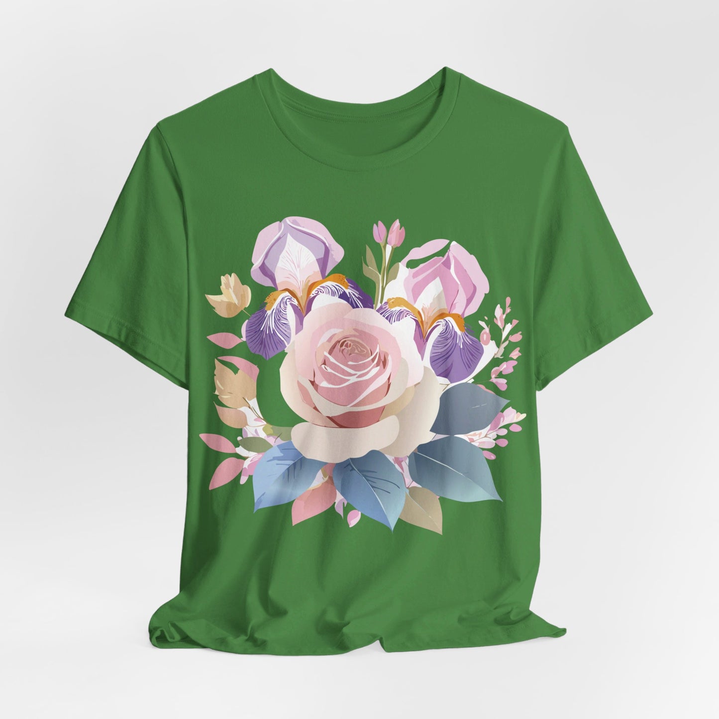 Natural Cotton Tee Shirt with Flowers