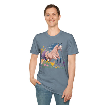 Unisex Horse Shirt With Animal Design Gildan Softstyle 64000 Tee