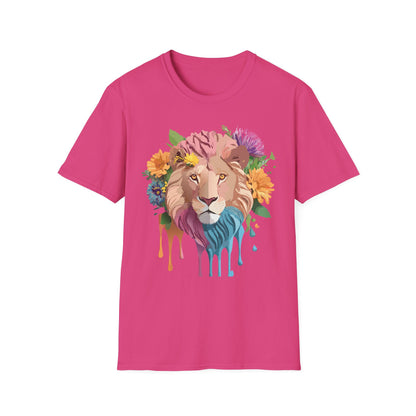 Floral Lion Shirt Unisex Tee Animal Print Gildan Softstyle 64000