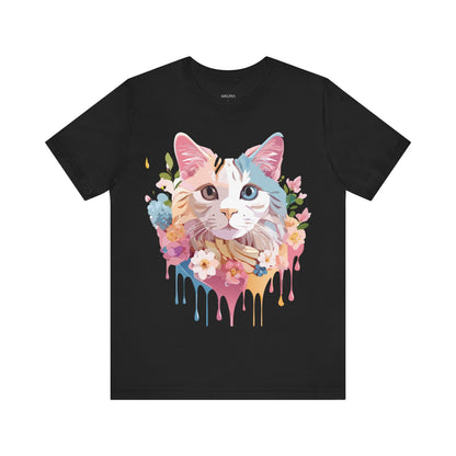 Natural Cotton Tee Shirt with Cat Printify