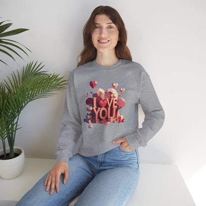 Unisex Heart Love Sweatshirt Floral Valentines Day Cotton Poly Fifty Fifty Blend