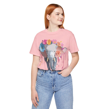 Natural Cotton Tee Shirt with Elephant Printify
