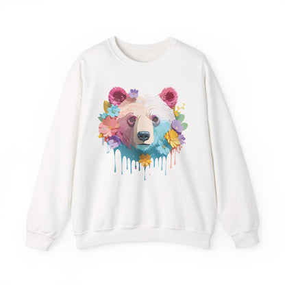 Unisex Floral Bear Sweatshirt Gildan 18000 Art Design Animals