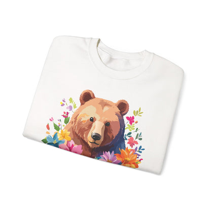 Unisex Floral Bear Sweatshirt With Art Design Animals Sweatshirt