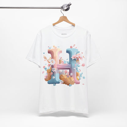 Natural Cotton Tee Shirt - Letters Collection - H Printify
