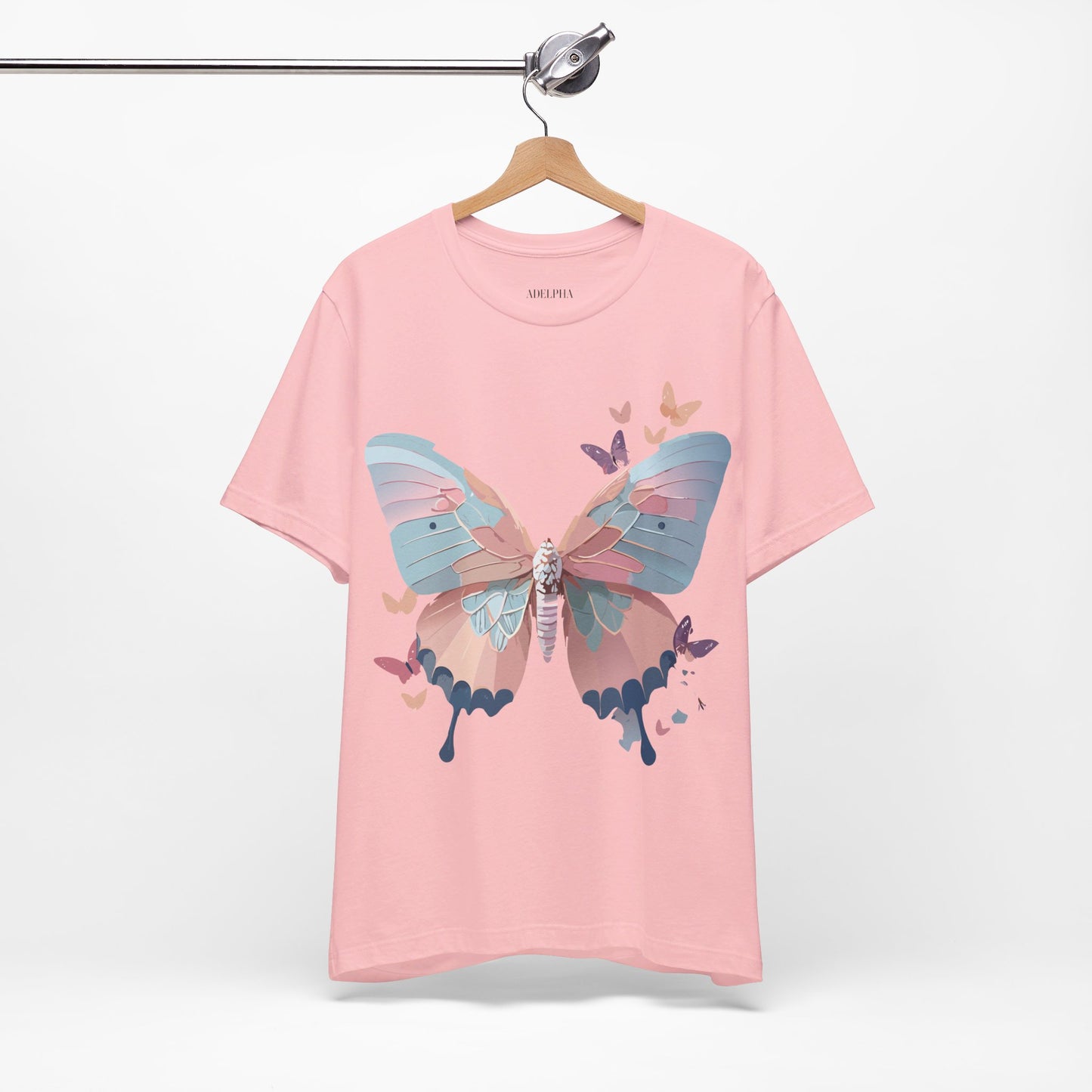 Natural Cotton Tee Shirt with Butterfly