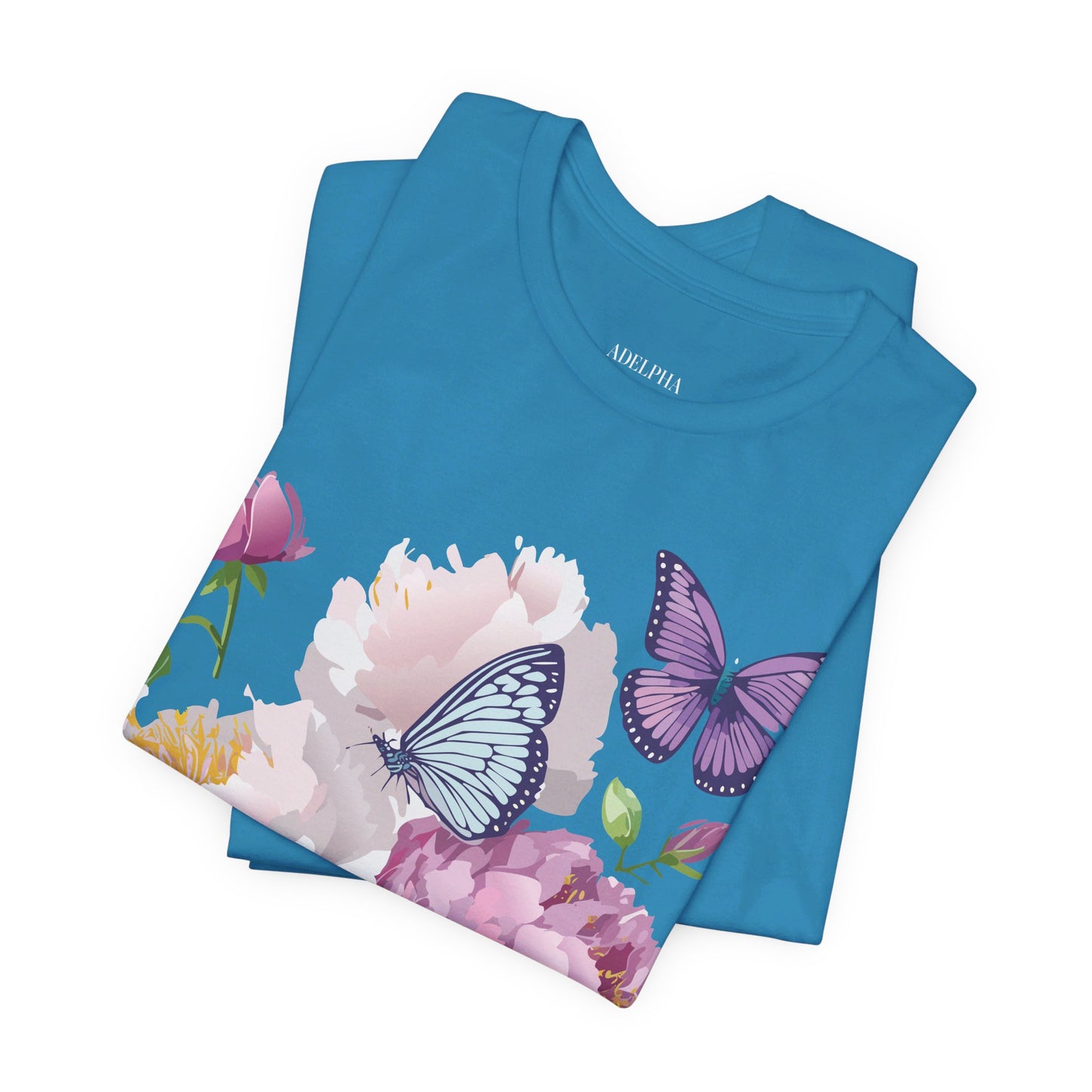 Natural Cotton Tee Shirt with Flowers