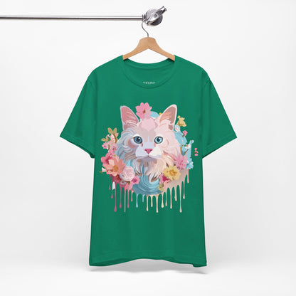 Natural Cotton Tee Shirt with Cat Printify