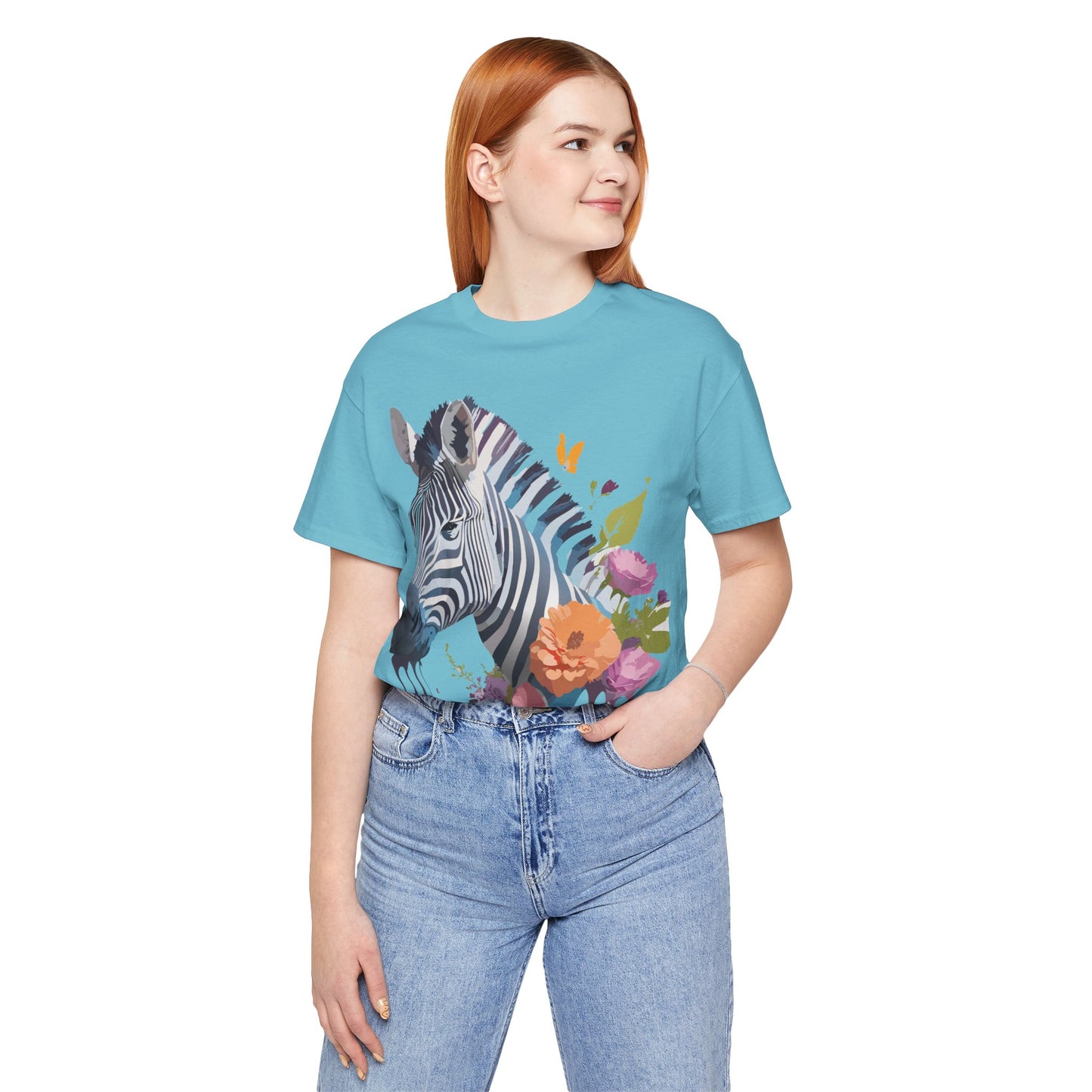 Natural Cotton Tee Shirt with Zebra