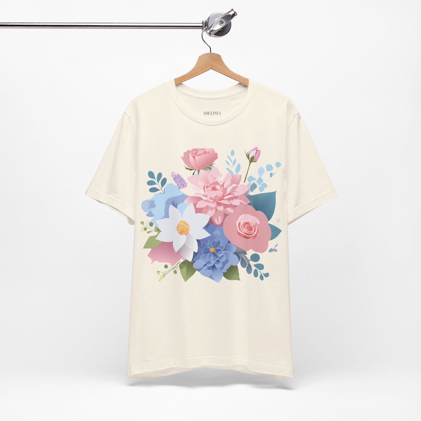 T-shirt en coton naturel avec fleurs