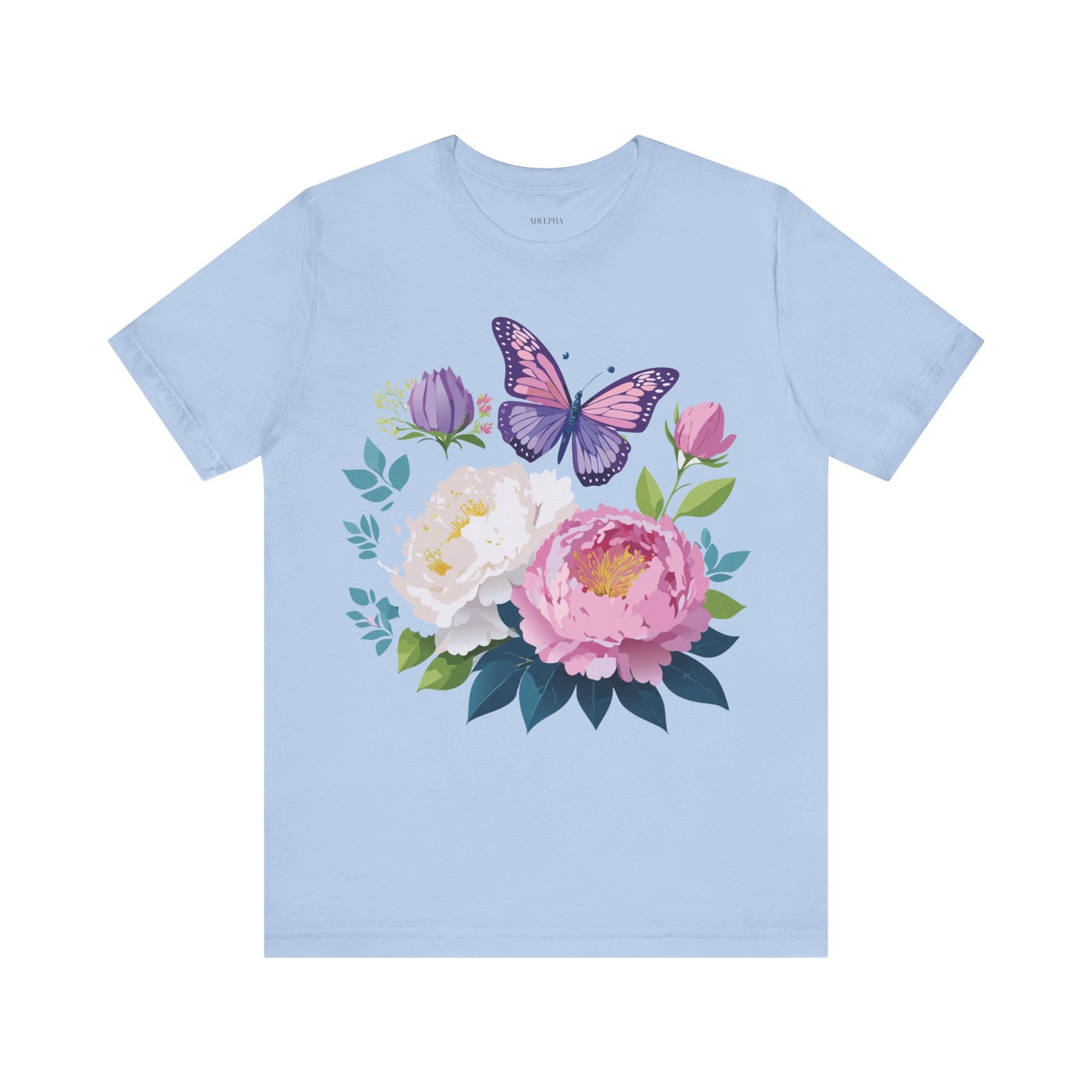 Natural Cotton Tee Shirt with Flowers