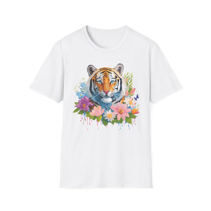 Tiger Print Unisex Softstyle T Shirt 100 Percent Ring Spun Cotton Tee