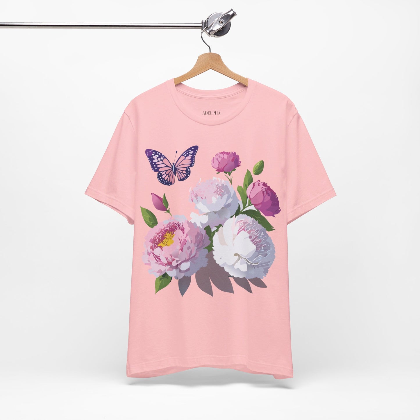 Natural Cotton Tee Shirt with Flowers