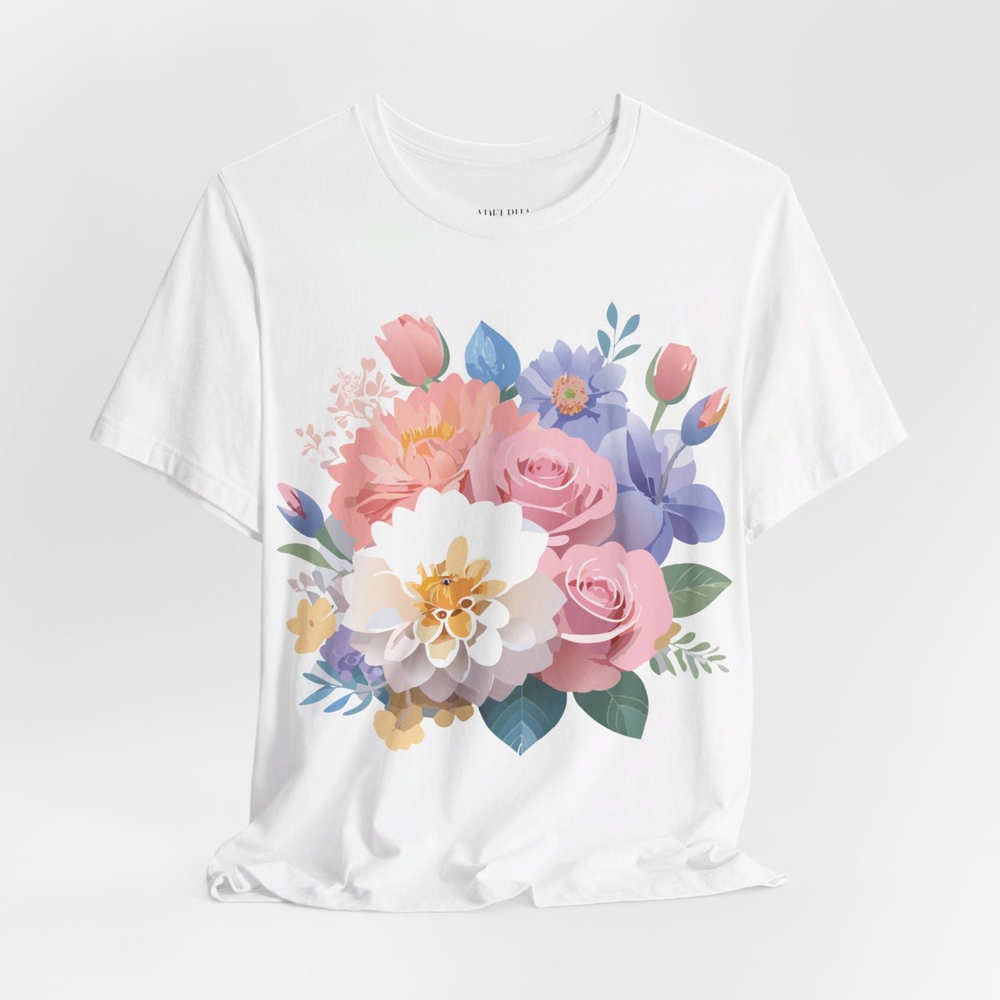 T-shirt en coton naturel avec fleurs