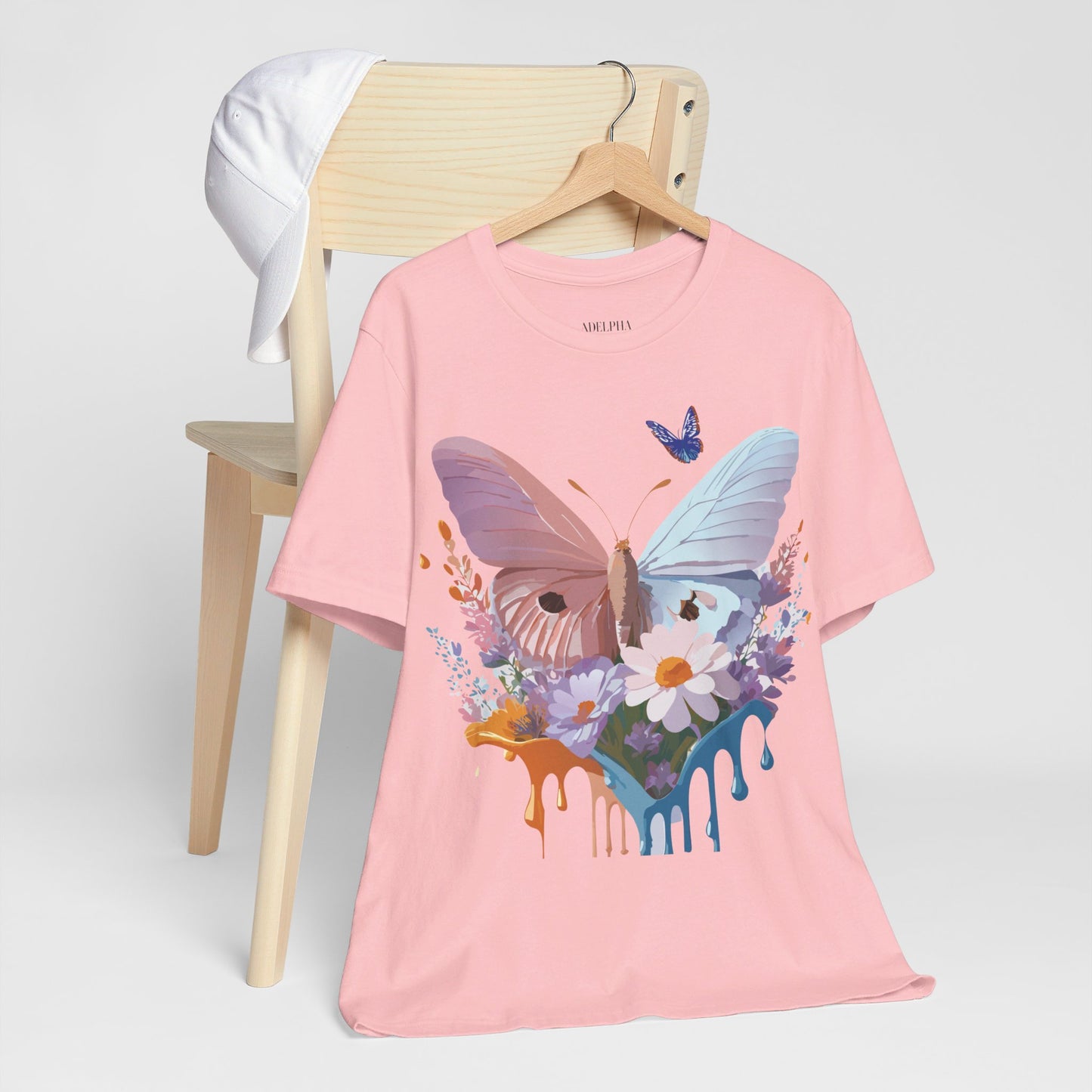 Natural Cotton Tee Shirt with Butterfly