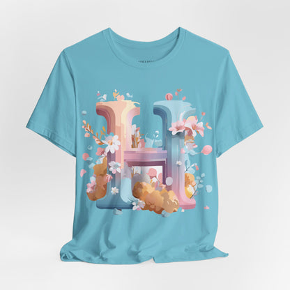 Natural Cotton Tee Shirt - Letters Collection - H Printify