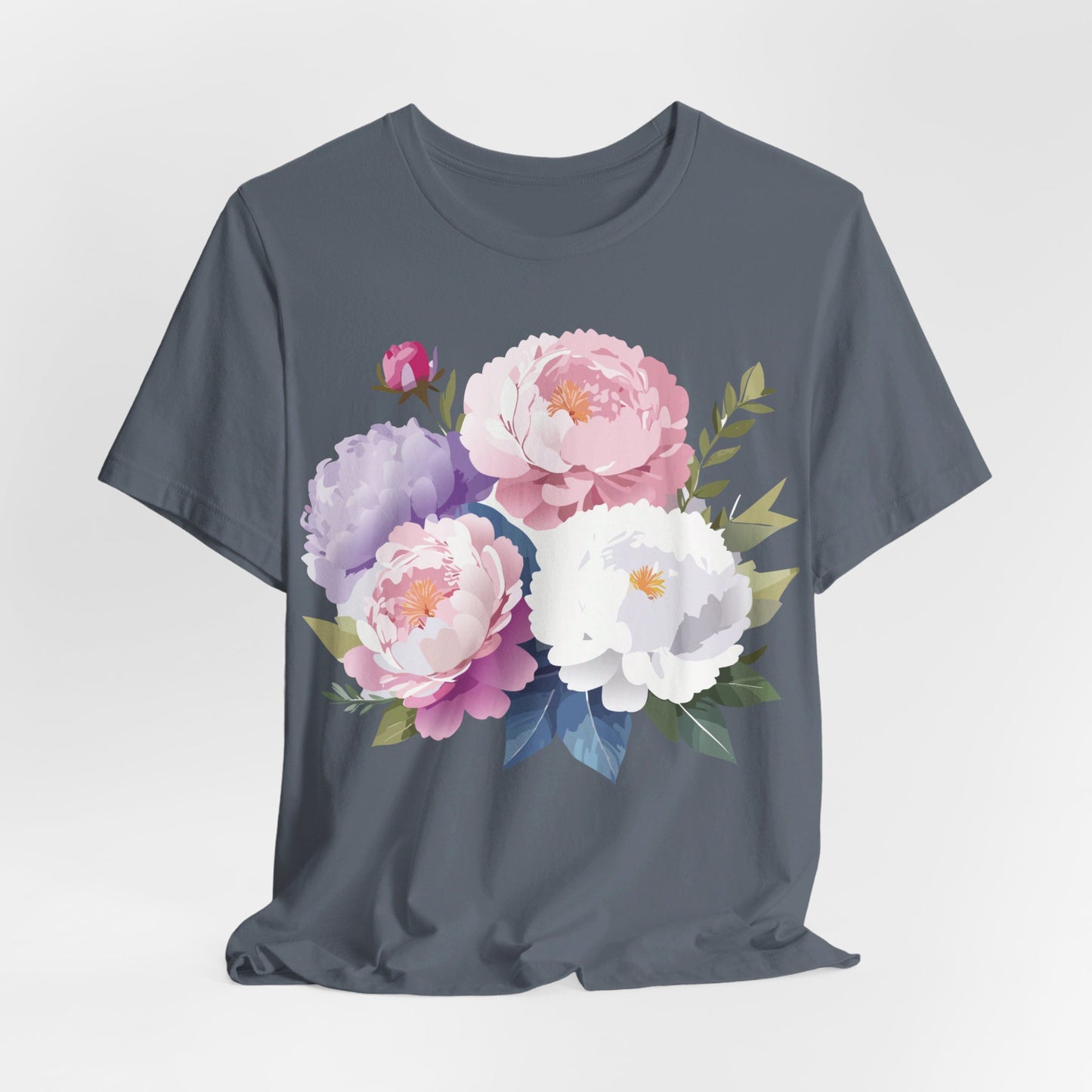 Natural Cotton Tee Shirt with Flowers