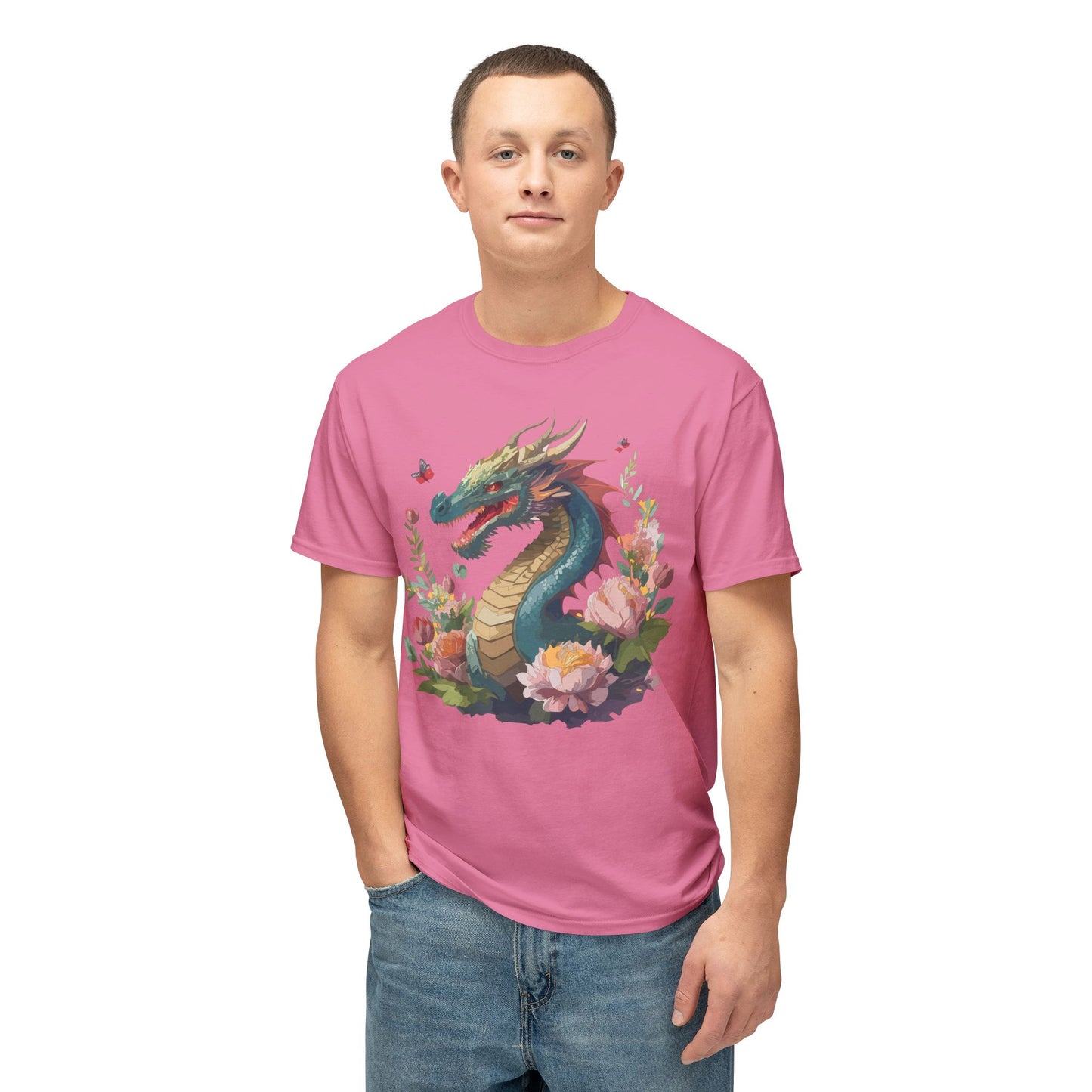 Dragon T-Shirt, Vintage Dragon Tee, Floral Tees, Dragon Art Design Shirt, Tee Shirt with Dragon 8