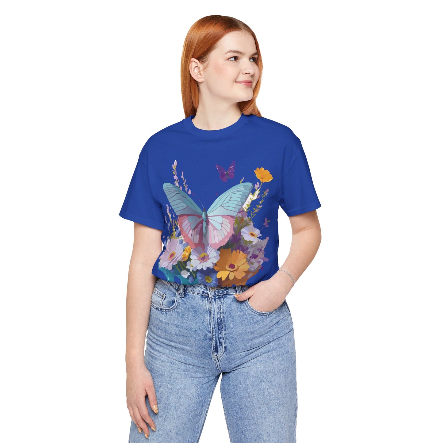 Natural Cotton Tee Shirt with Butterfly