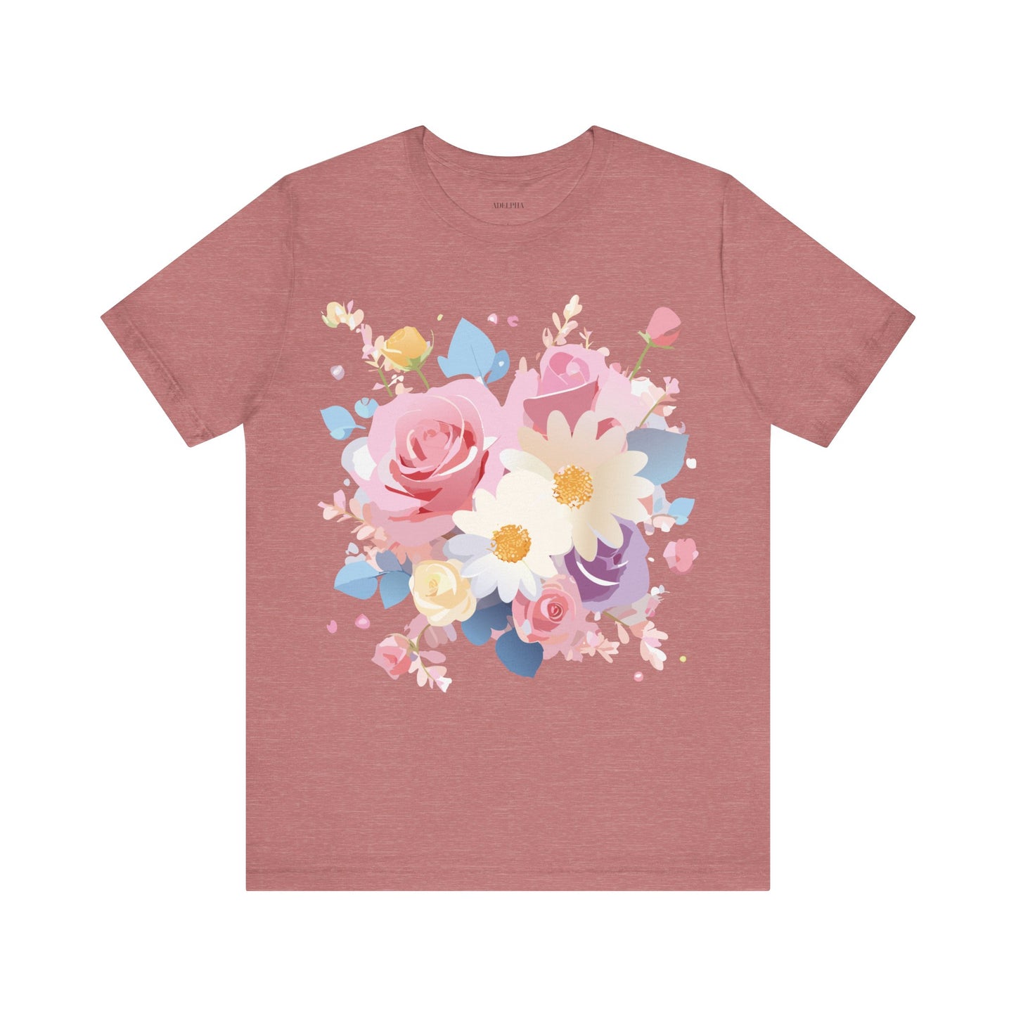 Natural Cotton Tee Shirt with Flowers