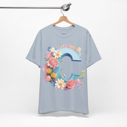 Natural Cotton Tee Shirt - Letters Collection - C Printify