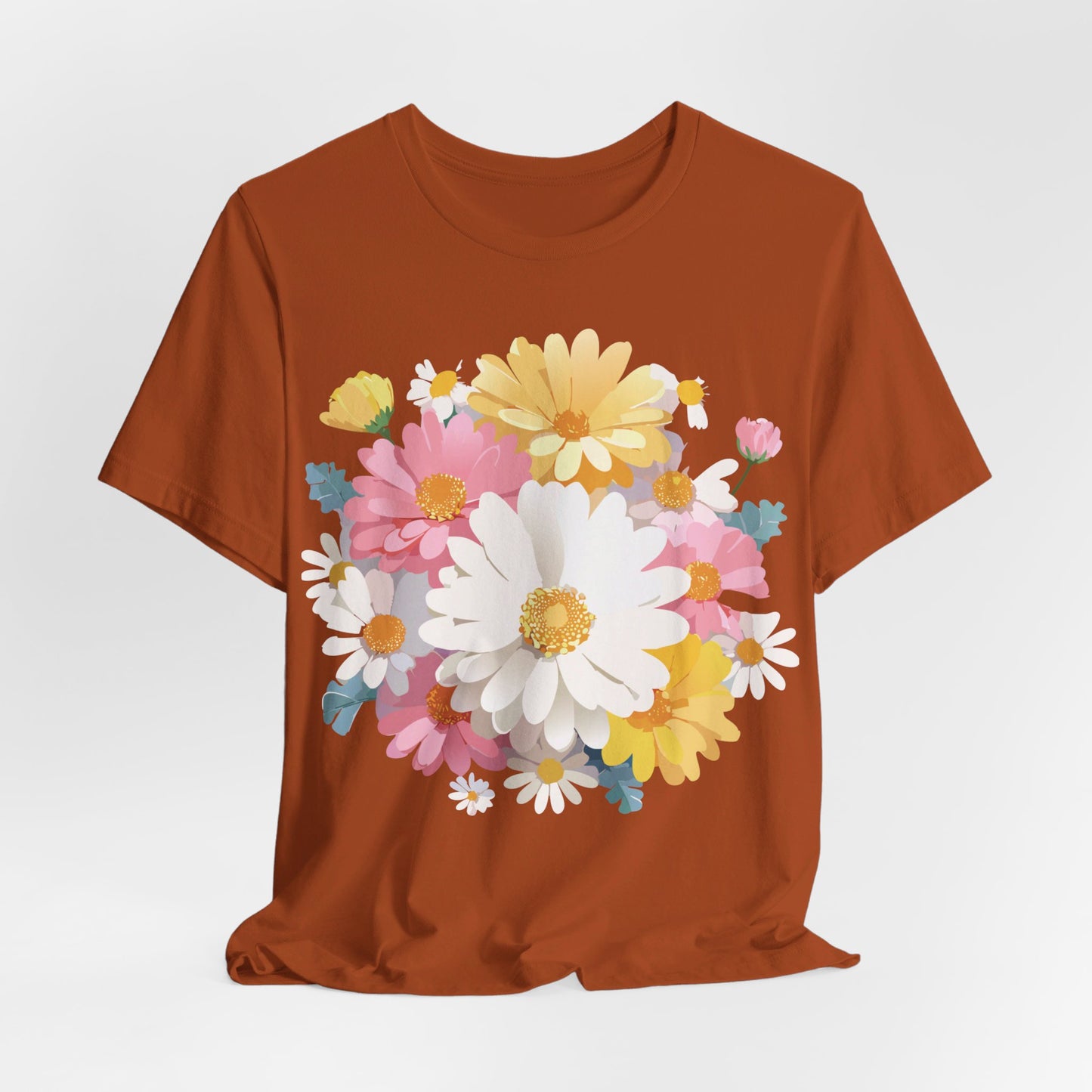 T-shirt en coton naturel avec fleurs