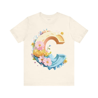 Natural Cotton Tee Shirt - Letters Collection - C Printify