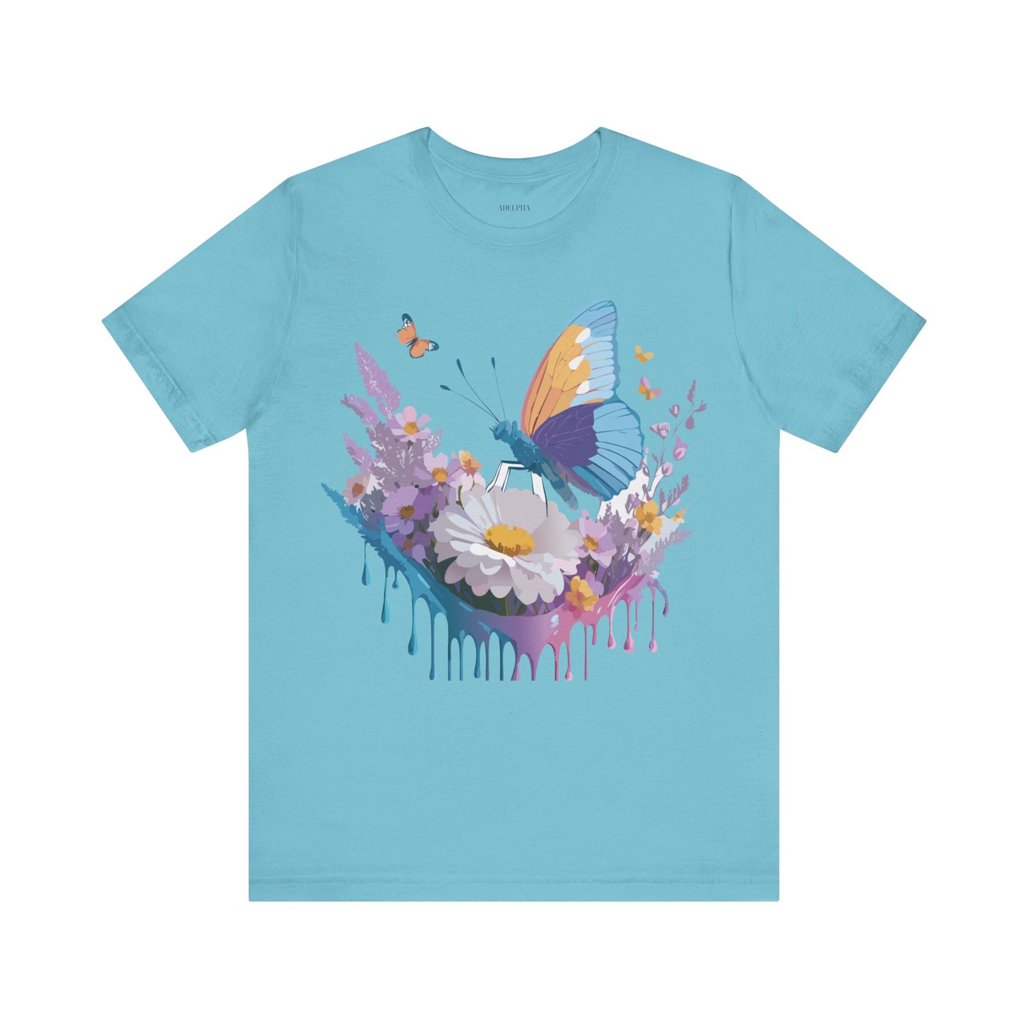 Natural Cotton Tee Shirt with Butterfly