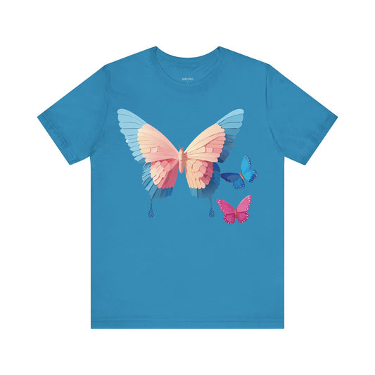 Natural Cotton Tee Shirt with Butterfly