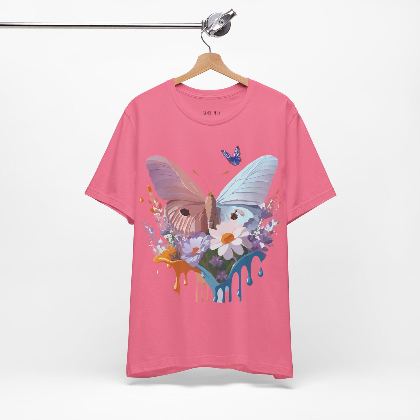 Natural Cotton Tee Shirt with Butterfly