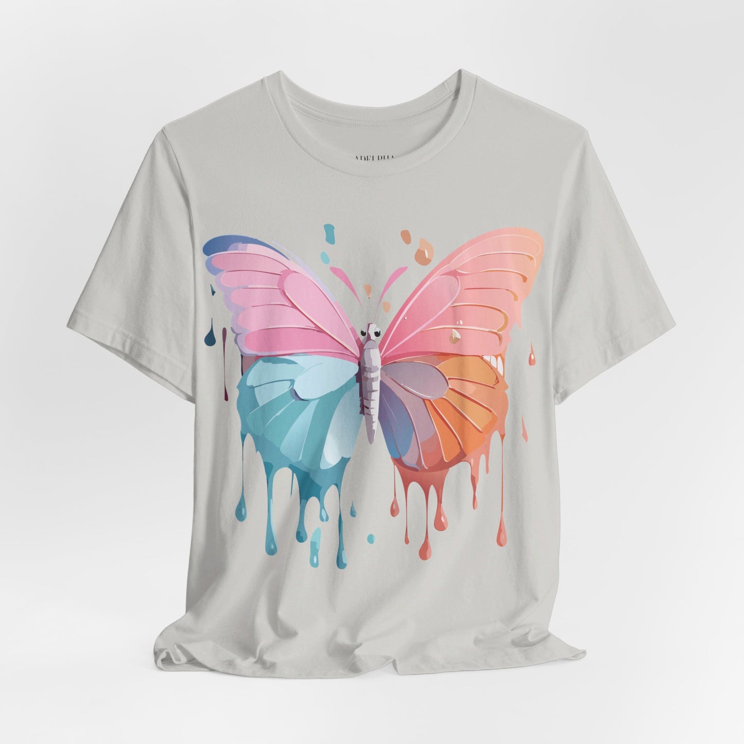 Natural Cotton Tee Shirt with Butterfly