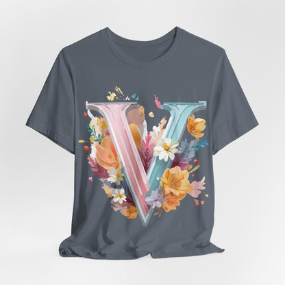 Natural Cotton Tee Shirt - Letters Collection - V Printify