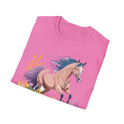 Unisex Horse Shirt With Animal Design Gildan Softstyle 64000 Tee