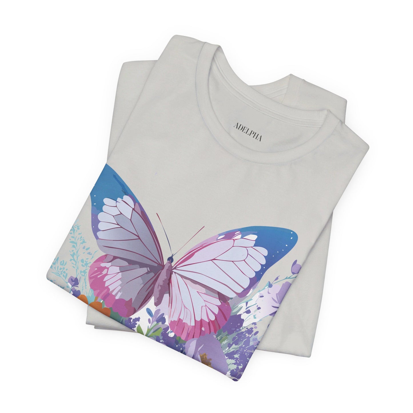 Natural Cotton Tee Shirt with Butterfly