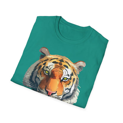 Tiger Print T Shirt Unisex Animal Tee 100 Percent Cotton Softstyle Gildan 64000