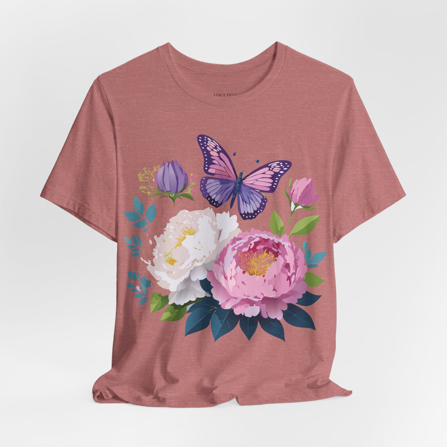 Natural Cotton Tee Shirt with Flowers