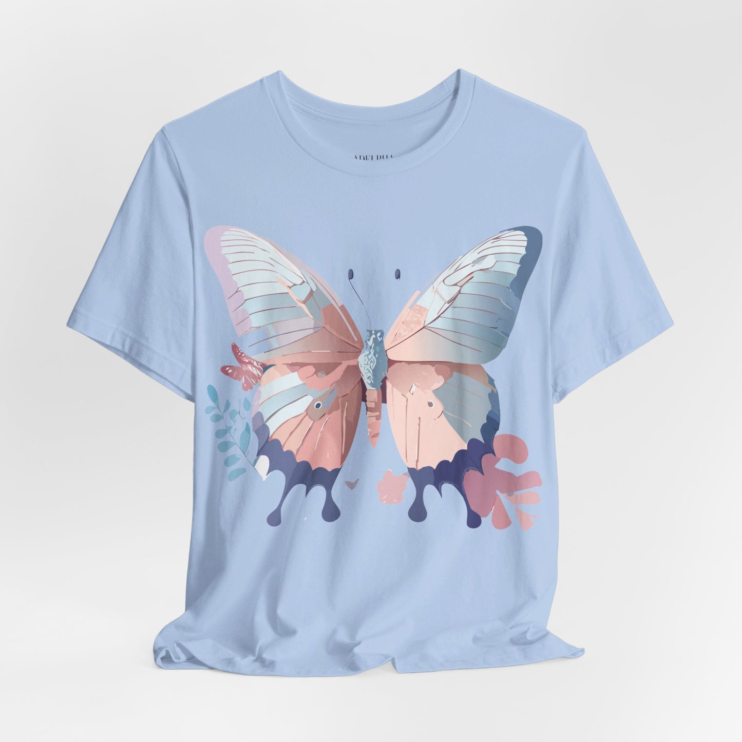 Natural Cotton Tee Shirt with Butterfly