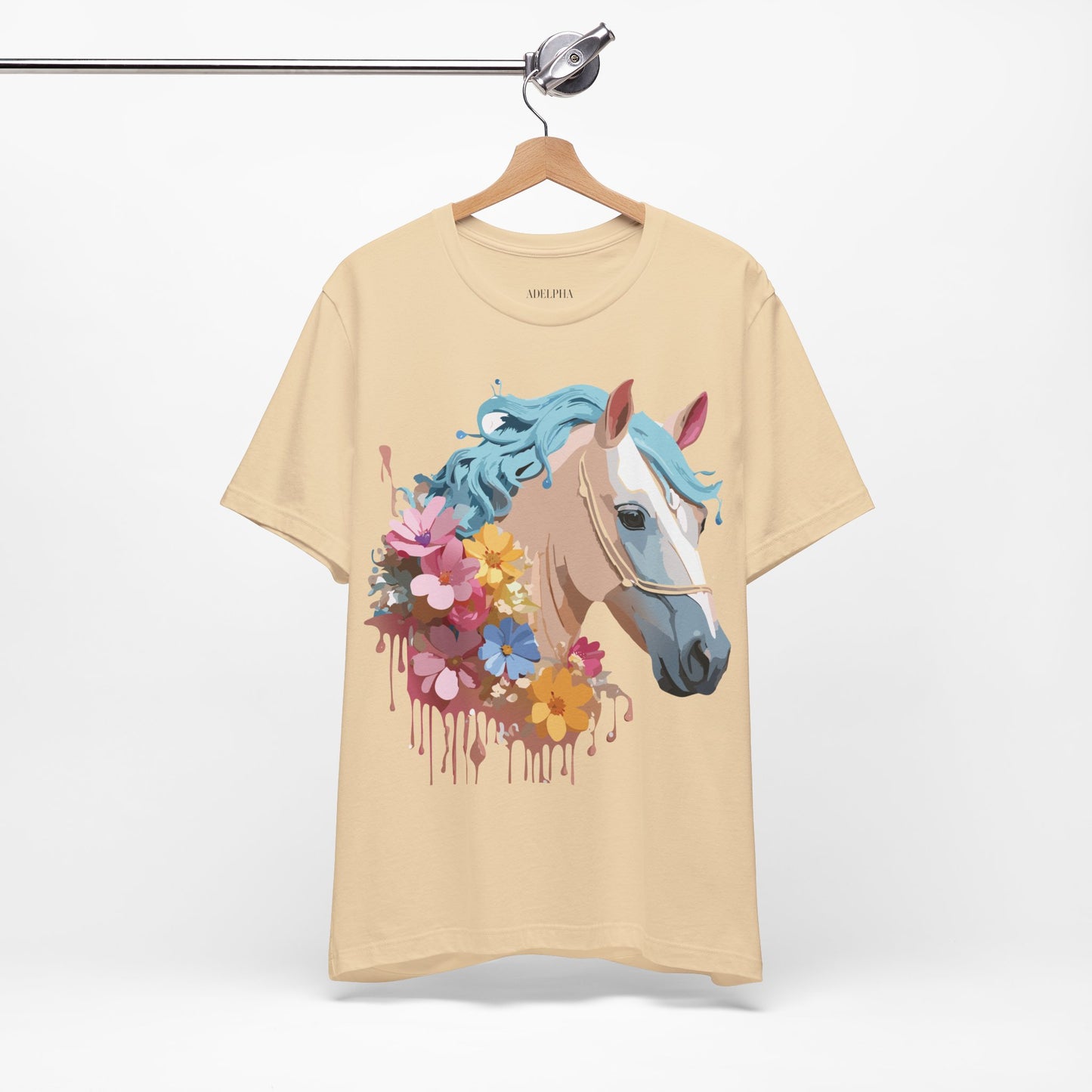 Natural Cotton Tee Shirt with Horse