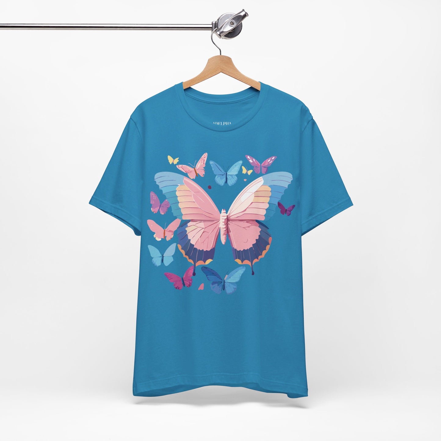 Natural Cotton Tee Shirt with Butterfly